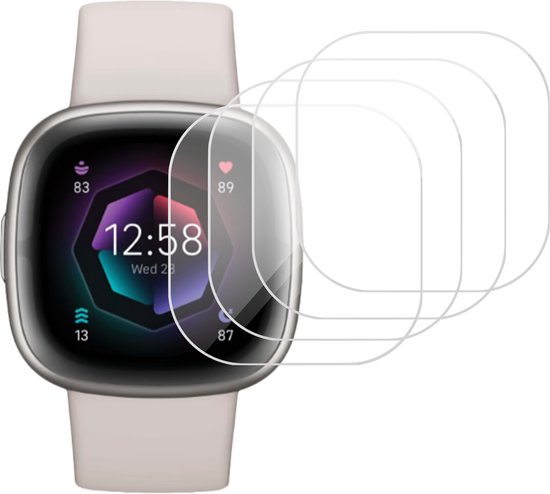 4x Screenprotector geschikt voor Fitbit Sense 2 - Folie Screen Protector geschikt voor Fitbit Sense 2
