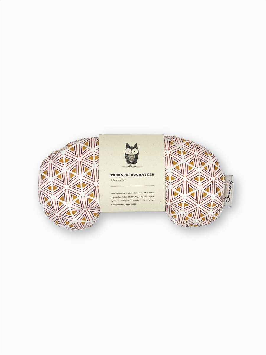 Goedkoopste Oogmasker warmtekussen - Geopatroon oranje - Duurzaam cadeau - Kersenpitten - Meditatiekussen - Oogkussen - Yoga - Meditatie - Ontspanning - Migraine