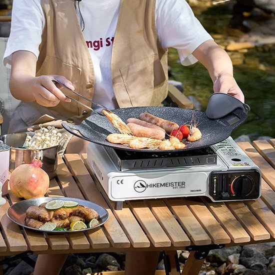 Hikemeister ® camping kooktoestel 1 pit 2200 KW draagbaar - Wit – Inclusief 8 gasbussen - met Nederlandse beschrijving en CE – Butaangas Gasstel Gasfornuis Gaspit - Campingkooktoestel Gas Kookplaat - Met Koffer — afbeelding 5