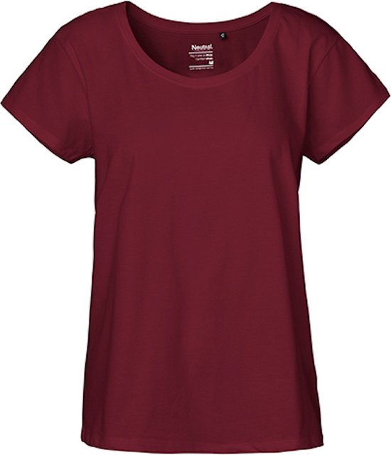 T-shirt coupe ample pour femme à col rond Bordeaux - S