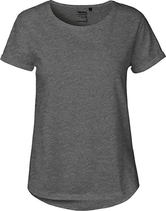 Dames Roll Up Sleeve T-Shirt met ronde hals Dark Heather - XXL