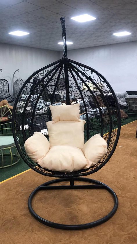 arash® Hangstoel - Ei stoel - met frame - Zwart-Beige