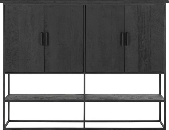 DTP Home Cabinet Beam large, 4 doors, open rack BLACK,140x180x40 cm, recycled teakwood
