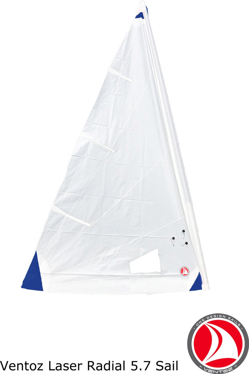 Ventoz Laser Radial Zeil 5.7 m2 (ILCA 6) - Blauwe Patches