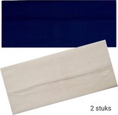 Haarband Hoofdband Basic - 8cm - 2 stuks - 1x Beige / Zand en 1x Donker Blauw / Marine - Casual Sport Yoga - Stof Elastisch