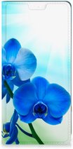 Stand Case met foto Motorola Moto G73 Telefoonhoesje Orchidee Blauw