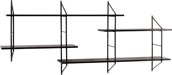 Sohome Etagère murale Montrelle - métal / bois 191 x 79cm - noir