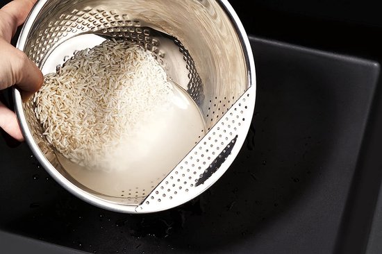 2 stuks rijstwaskommen van roestvrij staal, zeef voor het