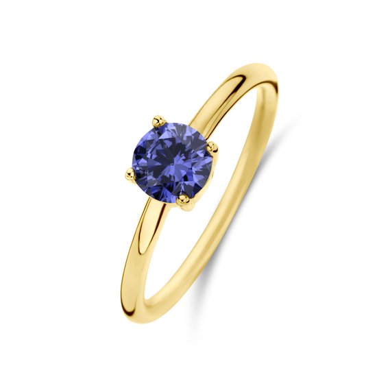 New Bling 9NB-0902-56 Ring Argent - Femme - Zirconium - Rond - 6 mm - Blauw Violet - Taille 56 - 1,76 mm - Argent - Plaqué Or (Plaqué Or / Or sur Argent )