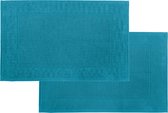 Tiseco Home Studio - Tapis de bain DELUX - SET/2 - 100% coton - 750 g/m² - super doux et très absorbant - Rectangle - 50x80 cm - Turquoise