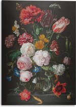 Alu-Dibond De Heem Stilleven met bloemen 140x100 cm