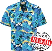 Hawaii Blouse - Chemise - Chemise "Tropical Hawaii Blauw" - 100% Katoen - Chemise Aloha - Homme - Made in Hawaii Taille L