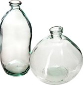 Atmosphera bloemenvazen set - 2x - Organische fles vorm - helder transparant glas