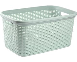 Plasticforte Wasmand - 35 liter - rotan - mintgroen - kunststof - 53 x 36 x 26 cm