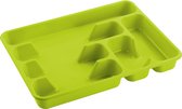 Bestekbak/bestekhouders 6-vaks lime groen - 40 x 30 x 5 cm - Keuken opberg accessoires