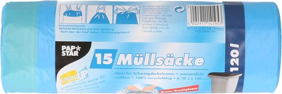 Papstar 45x sacs poubelles / sacs poubelles - 120 litres - bleu - sacs conteneurs