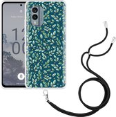 Cazy Hoesje met koord geschikt voor Nokia X30 Blaadjespatroon