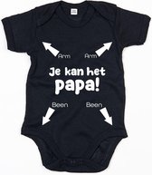 Baby Romper Je kan het papa 12-18 maand - Zwart - Rompertjes baby met tekst