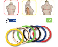 Drapeertape 6 Rollen - Markeringstape voor Paspoppen en Patronen - 3 mm x 20 m - Multikleuren