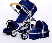 Magic ZC Luxe Multifunctionele 3-in-1 Combi Kinderwagen – Kwalitatieve Buggy – Opklapbare Wandelwagen – Blauw – Incl. Autostoel & Ergonomische Baby Draagzak