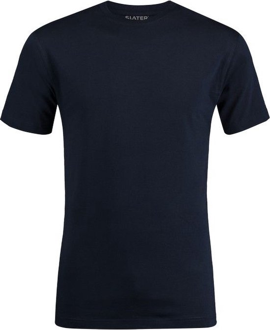 Navy Slater T-shirt met ronde hals en korte mouwen.
