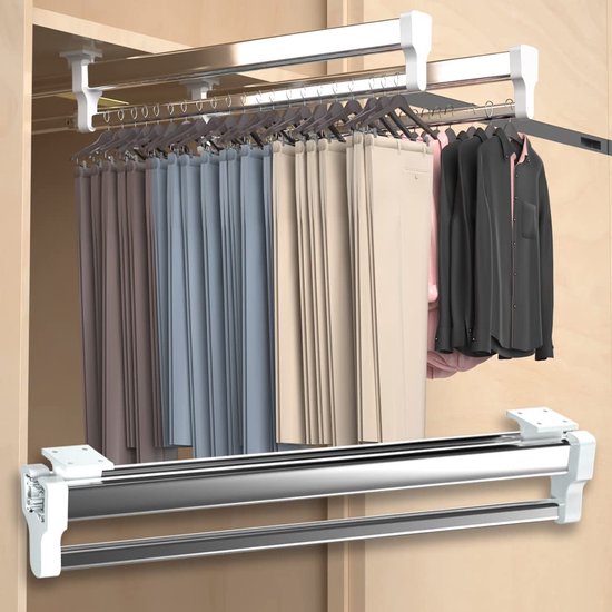 Kledingstang uittrekbaar, 350 mm multifunctionele broekhouder voor kledingkast, kast uittrekken van de kledingstang, push-pull kledingrail