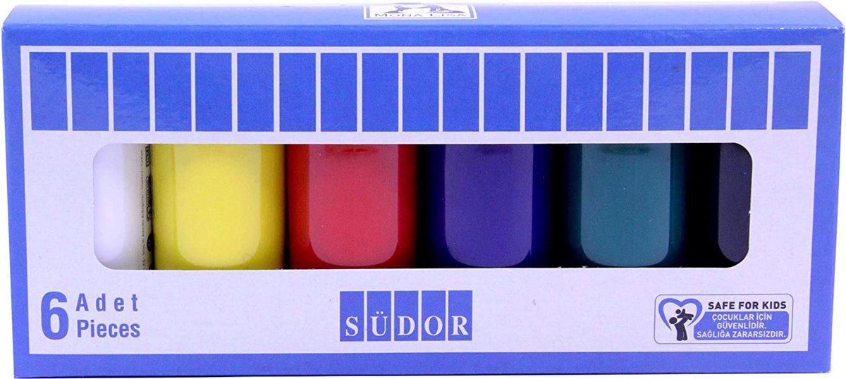 SÜDOR Acrylverfset voor kinderen en volwassenen | Universele verf voor hout, steen, canvas, polyester, papier, gips, stof, leer, metaal | Acrylverfset (6 x 40 ml basiskleuren) — afbeelding 6