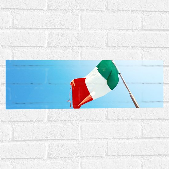 Muursticker - Italiaanse Vlag op Stok - 60x20 cm Foto op Muursticker
