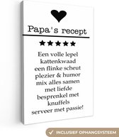 Canvas Schilderij Spreuken - Papa's recept - Quotes - Papa - 40x60 cm - Wanddecoratie - Commando papa - Vaderdag cadeau - Geschenk - Cadeautje voor hem - Tip - Mannen