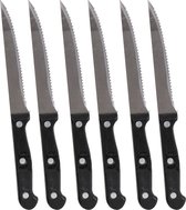 Couteaux à steak / couteaux à viande Urban Living - 12x pièces - acier inoxydable - noir / argent - 22 cm - couteaux barbecue