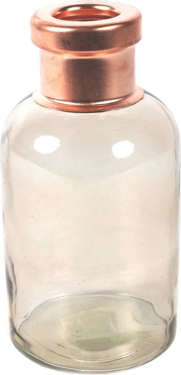 Countryfield Bloemenvaas Firm Bottle - transparant beige/koper - glas - 10 x 21 cm