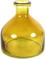 Countryfield Bloemenvaas Low Bottle - transparant mosterdgeel - glas - D18 x H20 cm - Buikfles