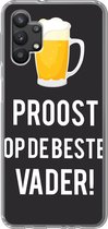 Geschikt voor Samsung Galaxy A32 5G hoesje - Spreuken - Proost op de beste vader - Quotes - Papa - Siliconen Telefoonhoesje