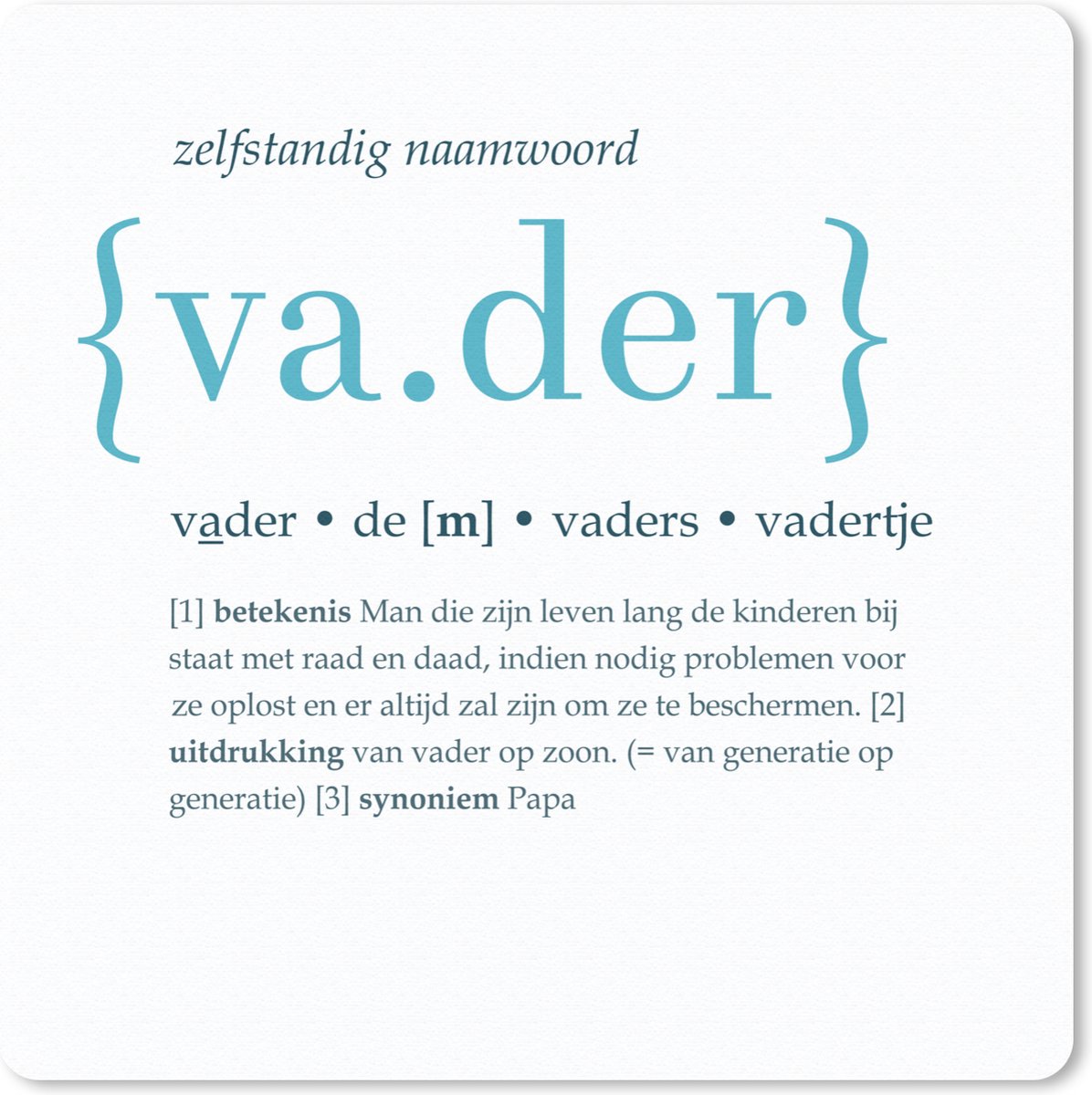 Muismat 20x20 cm - Mousepad Quotes - Vader definitie - Spreuken - Woordenboek - Muismatten