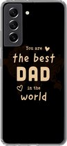 Geschikt voor Samsung Galaxy S21 FE hoesje - Quotes - The best dad in the world - Spreuken - Papa - Siliconen Telefoonhoesje