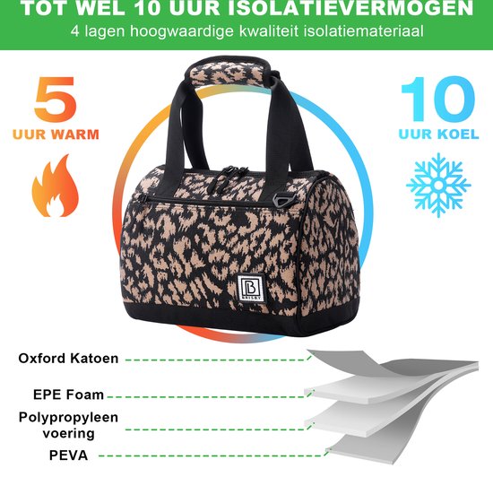 Brisby 4 Laags Geïsoleerde Koeltas - Lunchtas 10 Liter - Leo van Brisby — afbeelding 3