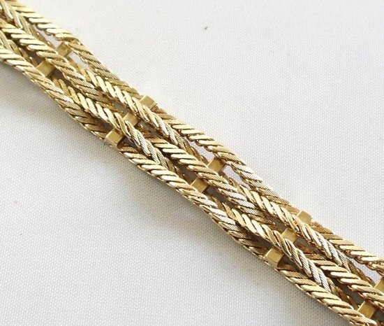 14 karaat wit- en geel gouden gevlochten armband | bol.com