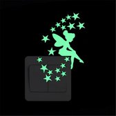Glow in the dark muur sticker - Lichtknop sticker - Zittende elf