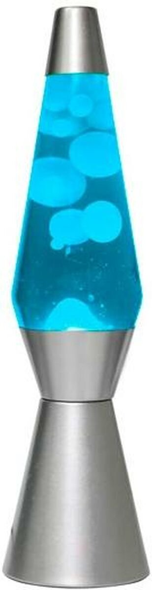 I-Total Lavalamp raket - blauw met witte lava - 40 x 11 cm - glas/aluminium -