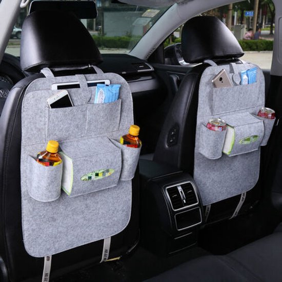 Donkergrijs Vilt Auto Organizer Seat Organizer Bag Rugleuning Protector Voor De