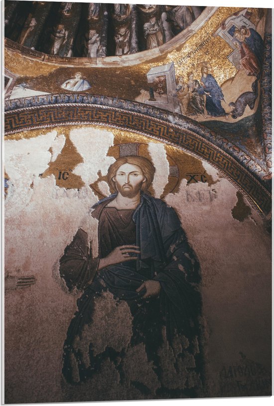 Acrylglas - Religieuze Muurschilderingen in een Kerk - 60x90 cm Foto op Acrylglas (Wanddecoratie op Acrylaat)