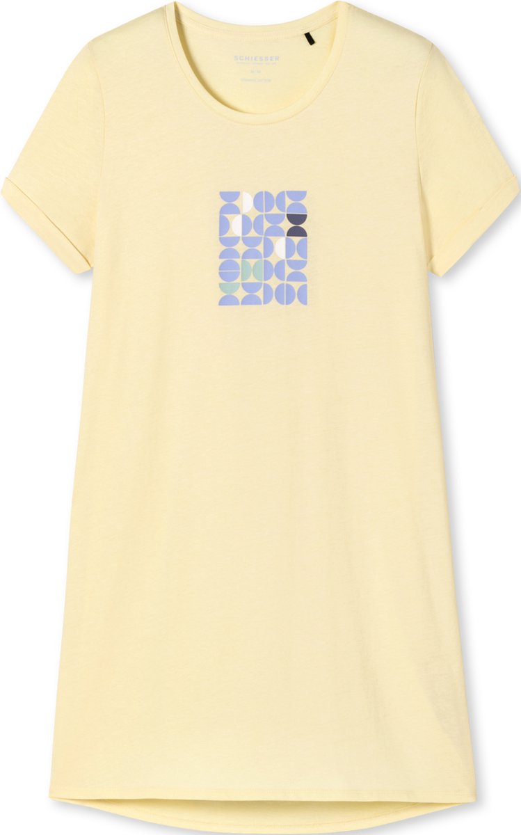 SCHIESSER Essential Nightwear T-shirt - dames slaapshirt korte mouwen print  vanille -... | bol.com