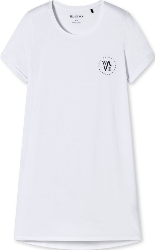 SCHIESSER Essential Nightwear T-shirt - dames slaapshirt korte mouwen print  wit - Maat: 36 | bol.com