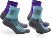 Norfolk - Wandelsokken - 2 paar - Anti Blaren Merino wollen sokken met demping - Snelle Vochtopname - Leonardo QTR - Paars/Blauw - 39-42