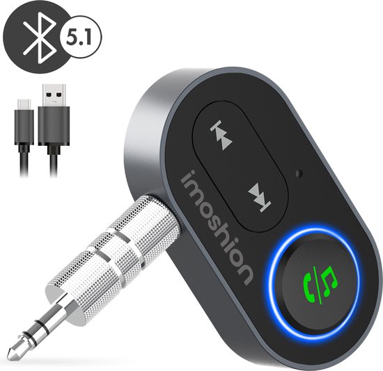 iMoshion Bluetooth Receiver Auto – Bluetooth Transmitter naar elke autoradio met AUX – Handsfree bellen – Bluetooth ontvanger