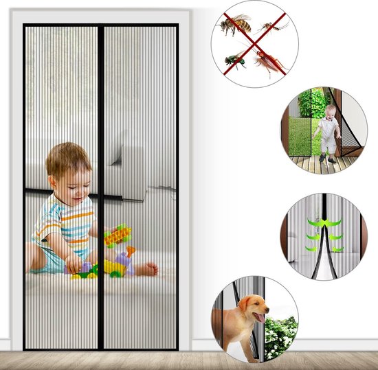 magneetgordijn / Magnetisch muggennet, muggennet, balkon, superfijn net, transparant_ 110 x 220 cm