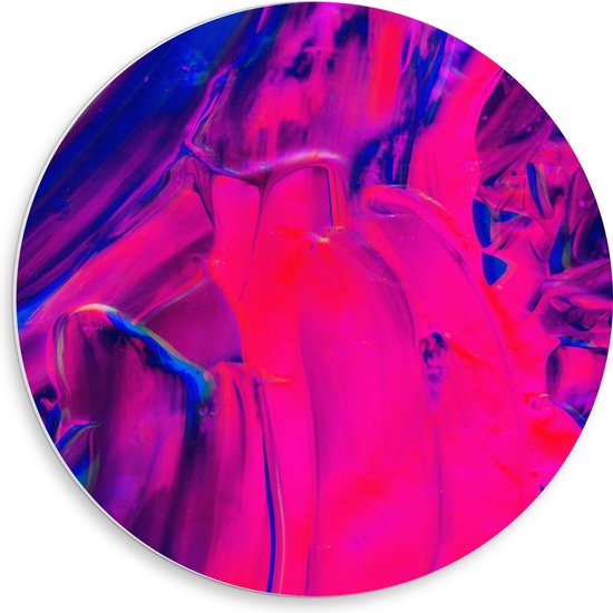 PVC Schuimplaat Muurcirkel - Blauw met Roze Gemixte Tinten - 50x50 cm Foto op Muurcirkel (met ophangsysteem)
