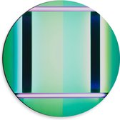 Dibond Muurcirkel - Witte Lijnen in Groene en Blauwe Vlakken - 30x30 cm Foto op Aluminium Muurcirkel (met ophangsysteem)