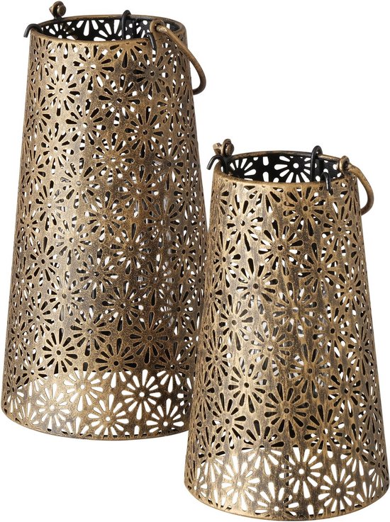 Set Van 3 Windlichten Glas Craquelé Handgemaakt Landelijk Bruin Zilver Waxinelichthouder Theelichthouder