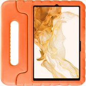HappyCase Kinder Tablethoes Geschikt voor Samsung Galaxy Tab S7/S8 | Kindvriendelijke Hoes | Beschemhoes | Kinderhoes | met Handvat en Standaard | Oranje